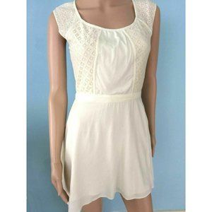 American Eagle Outfitters Womens Dress Beige White Lace  Scoop Neck 0